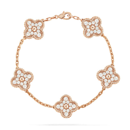 [Lumi Jewels]BRACELET TRÈFLE 5 MOTIFS ENTIÈREMENT SERTI DE DIAMANTS
