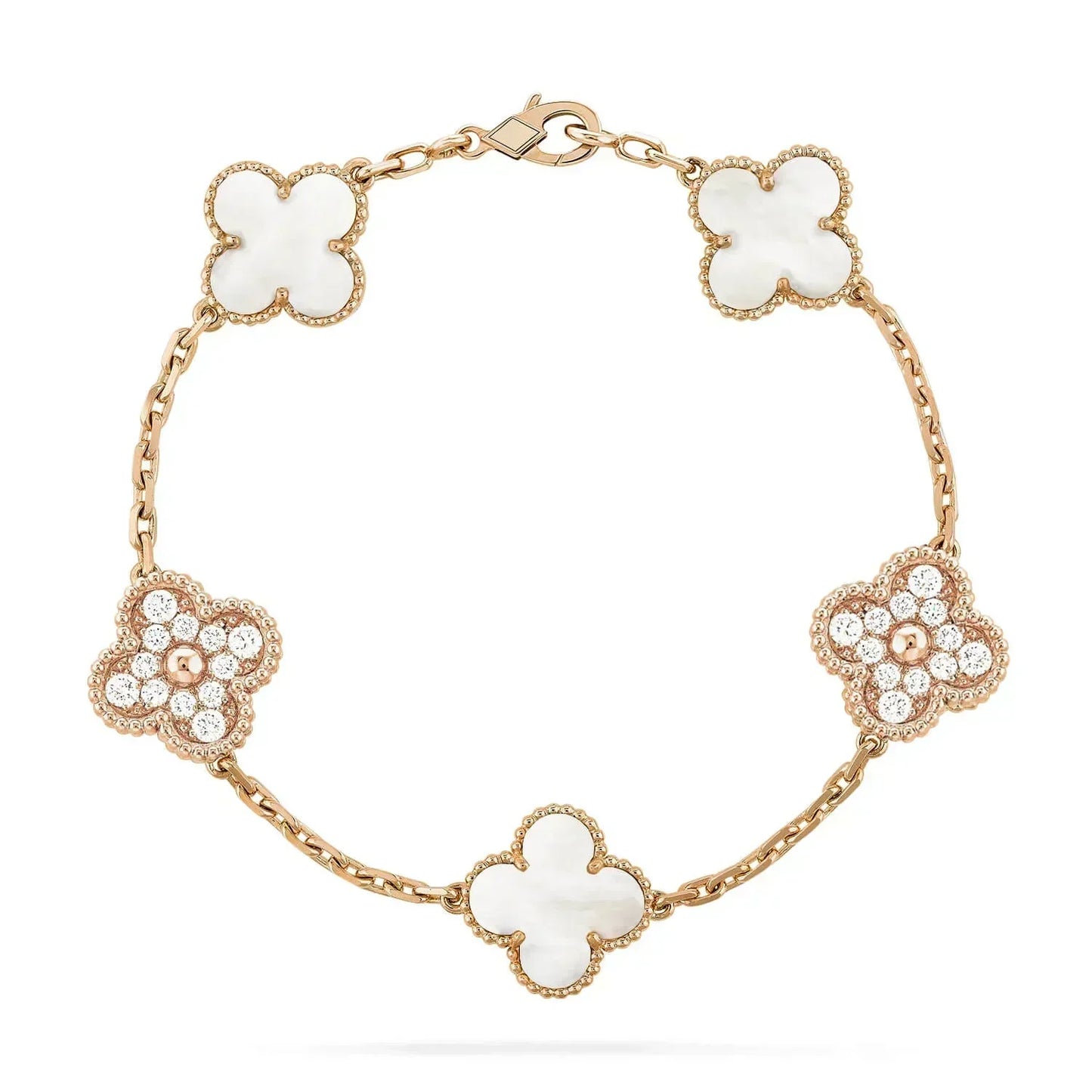 [Lumi Jewels]CLOVER BRACELET 5 MOTIF WHITE MOP DIAMOND