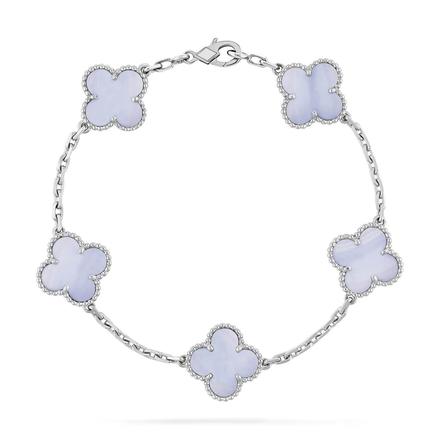 [Lumi Jewels]CLOVER  5 MOTIF PURPLE CHALCEDONY BRACELET SILVER
