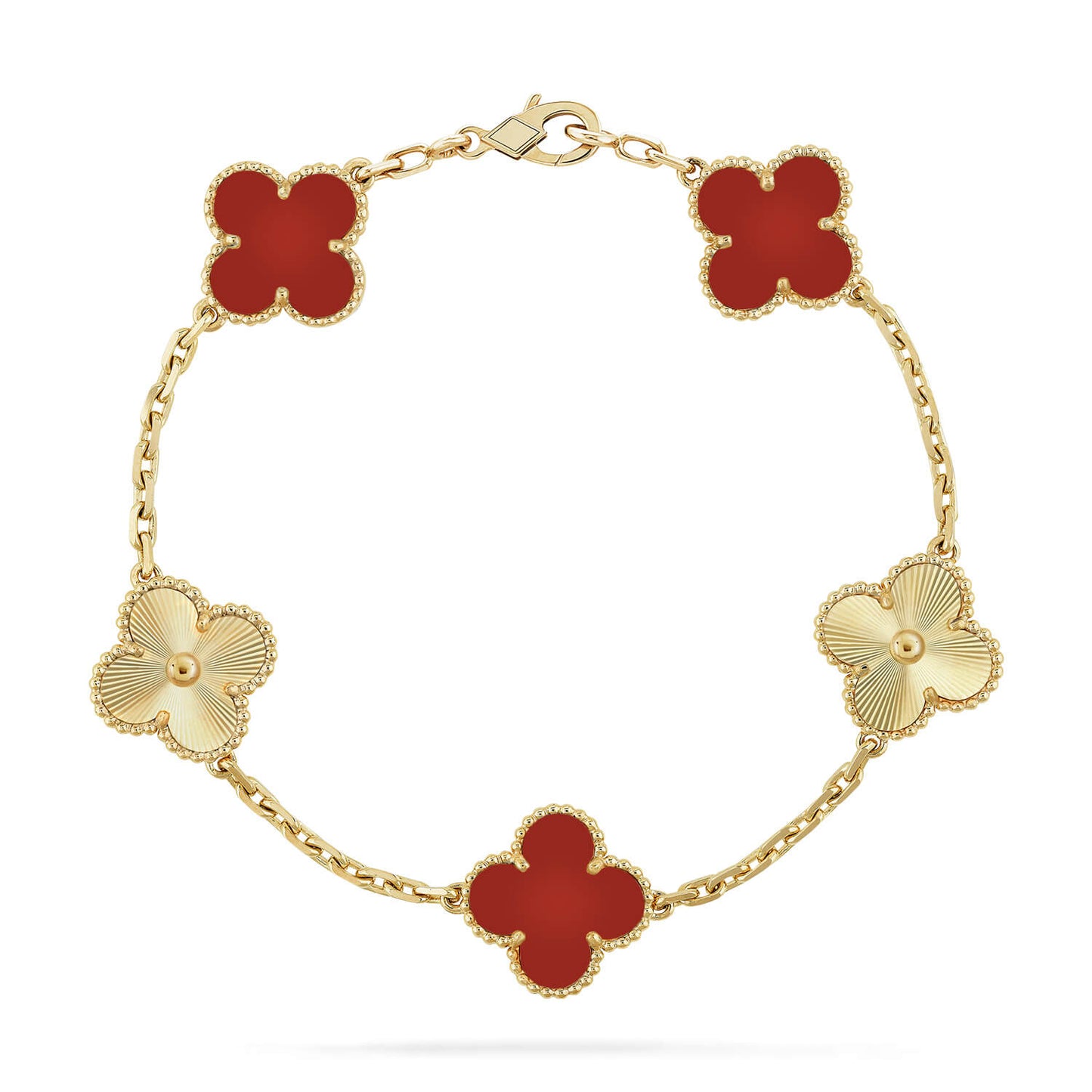 [Lumi Jewels]CLOVER  5 MOTIFS CARNELIAN GOLD BRACELET