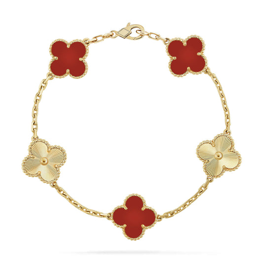 [Lumi Jewels]CLOVER  5 MOTIFS CARNELIAN GOLD BRACELET