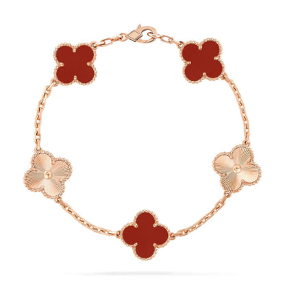 [Lumi Jewels]CLOVER  5 MOTIFS CARNELIAN GOLD BRACELET
