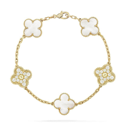 [Lumi Jewels]CLOVER BRACELET 5 MOTIF WHITE MOP DIAMOND