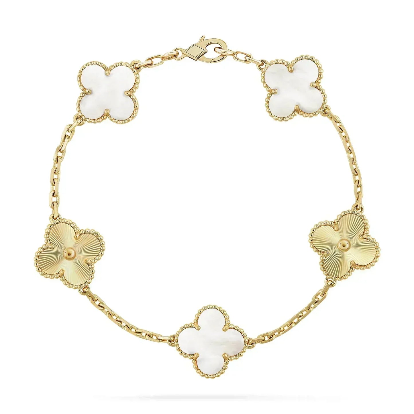 [Lumi Jewels]CLOVER BRACELET 5 MOTIF WHITE MOP PINK GOLD