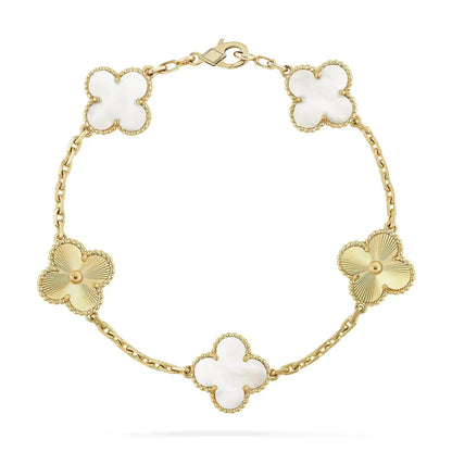 [Lumi Jewels]CLOVER BRACELET 5 MOTIF WHITE MOP PINK GOLD