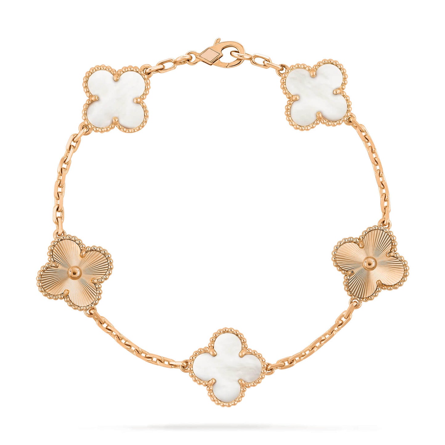 [Lumi Jewels]BRACELET LASER TRÈFLE 5 MOTIFS Nacre BLANCHE
