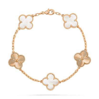 [Lumi Jewels]BRACELET LASER TRÈFLE 5 MOTIFS Nacre BLANCHE