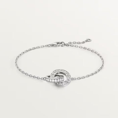 [Lumi Jewelery]LOVE DOUBLE RING FULL DIAMOND BRACELET