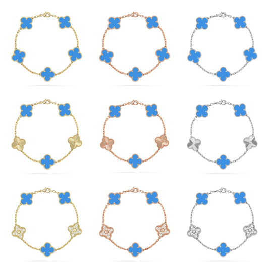 [Lumi Jewels] CLOVER 5 MOTIF BLUE AGATE BRACELET COLLECTION