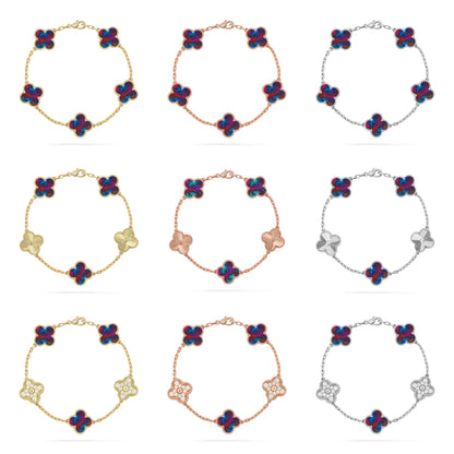 [Lumi Jewels]CLOVER 5 MOTIF COLOR GEMSTONES BRACELET COLLECTION