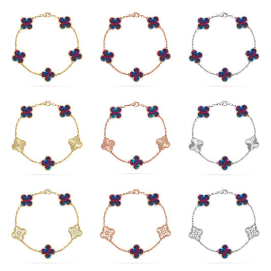 [Lumi Jewels]CLOVER 5 MOTIF COLOR GEMSTONES BRACELET COLLECTION