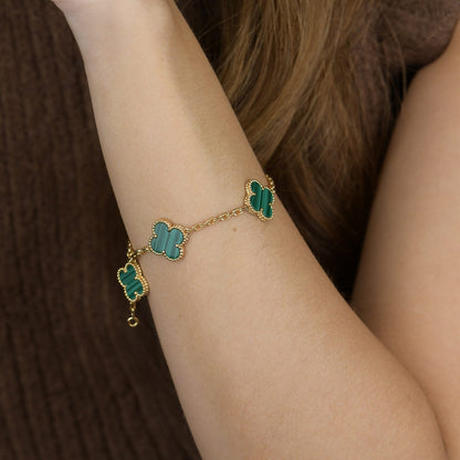 [Lumi Jewels]CLOVER 5 MOTIFS MALACHITE BRACELET