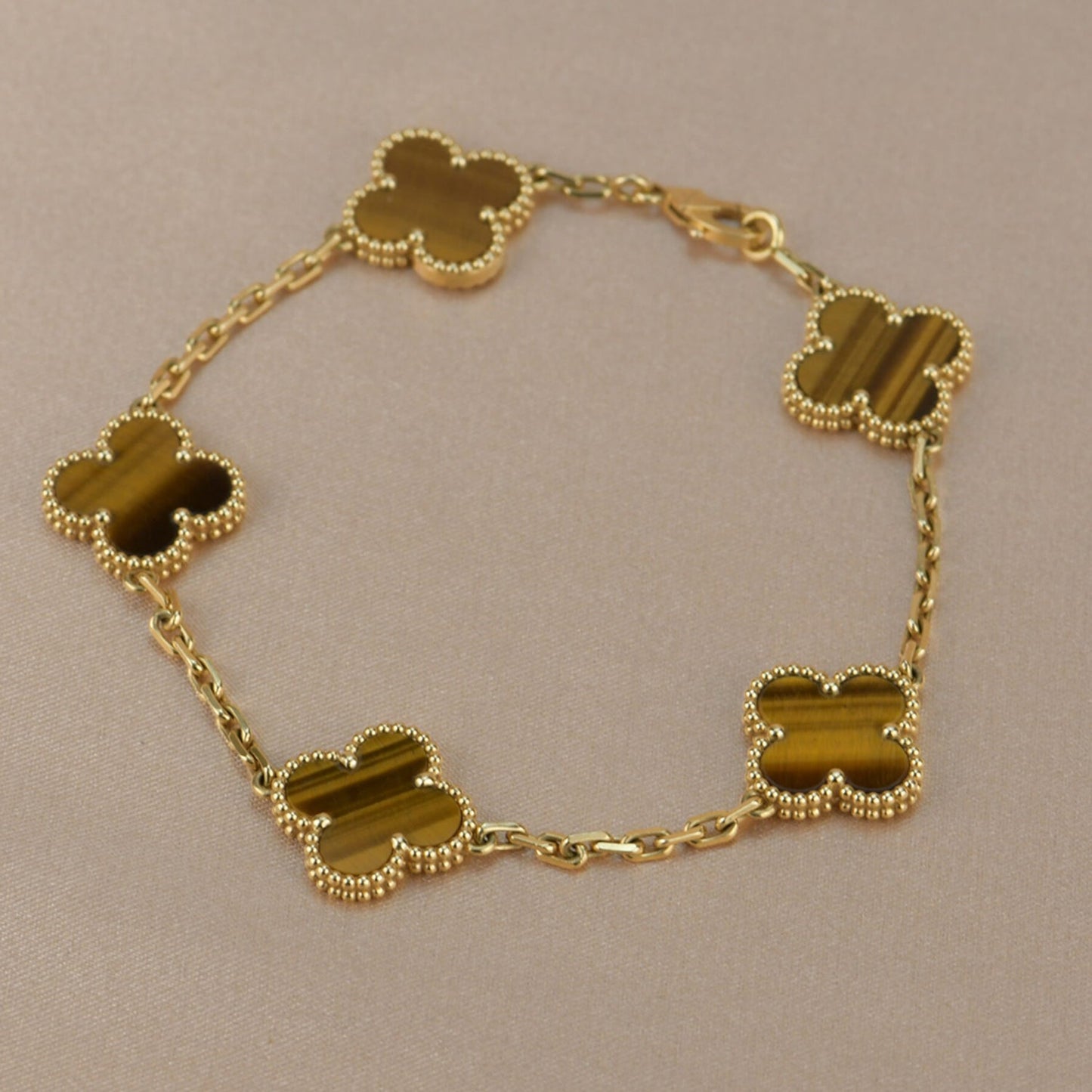 [Lumi Jewels]CLOVER  5 MOTIFS TIGER EYE BRACELET