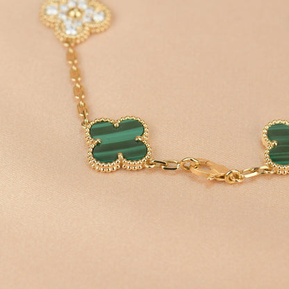 [Lumi Jewels]CLOVER  5 MOTIF MALACHITE DIAMOND BRACELET