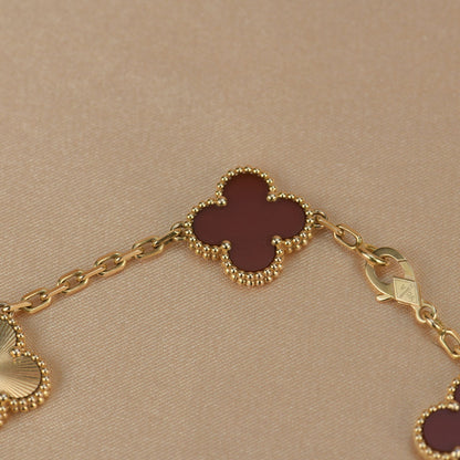 [Lumi Jewels]CLOVER  5 MOTIFS CARNELIAN GOLD BRACELET