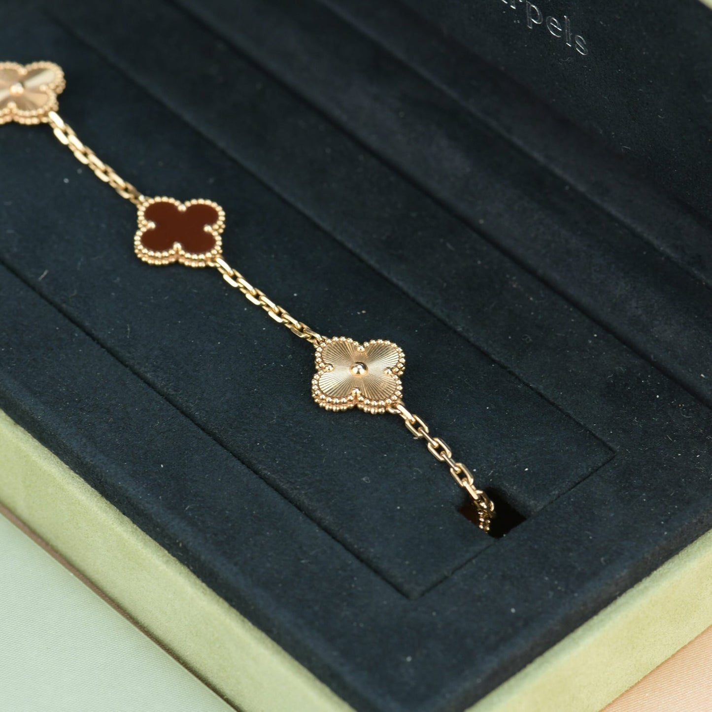 [Lumi Jewels]CLOVER  5 MOTIFS CARNELIAN GOLD BRACELET