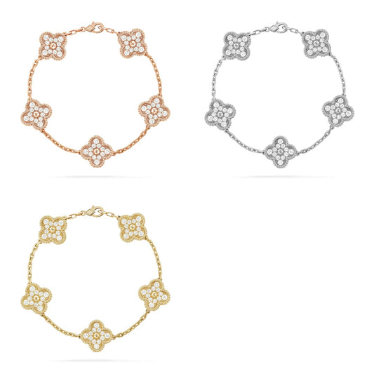 [Lumi Jewels] CLOVER 5 MOTIF FULL DIAMOND BRACELET COLLECTION