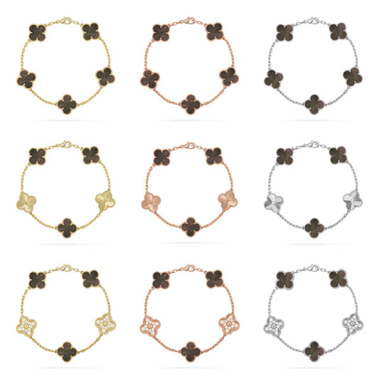 [Lumi Jewels] CLOVER 5 MOTIF GRAY MOP BRACELET COLLECTION