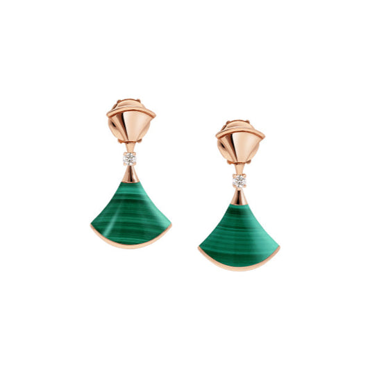 [Lumi Jewels]DREAM MALACHITE PINK GOLD EARRINGS