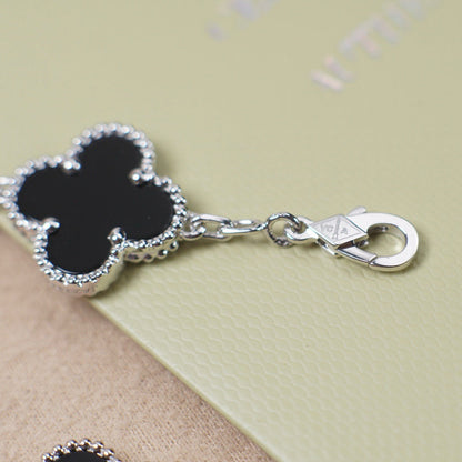 [Lumi Jewels]CLOVER 5 MOTIF ONYXS  BRACELET SILVER