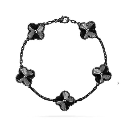 [Lumi Jewels]CLOVER 5 MOTIF BLACK BRACELET