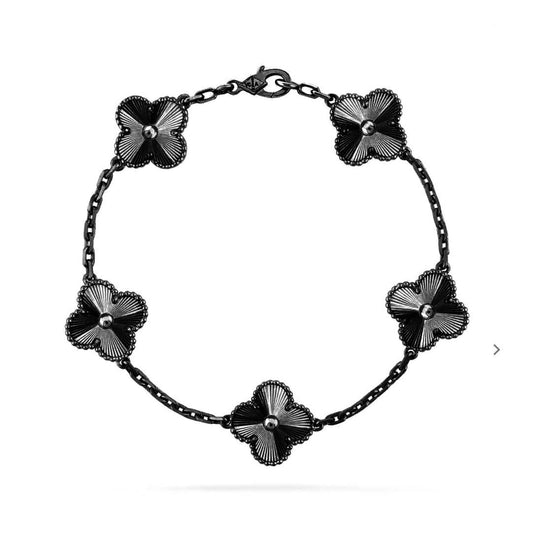 [Lumi Jewels]CLOVER 5 MOTIF BLACK BRACELET