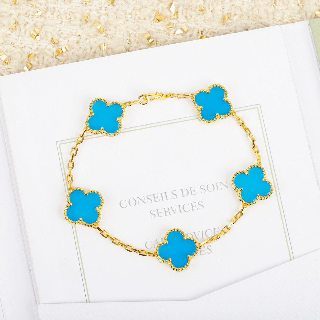 [Lumi Jewels]CLOVER 5 MOTIFS TURQUOISE BRACELET