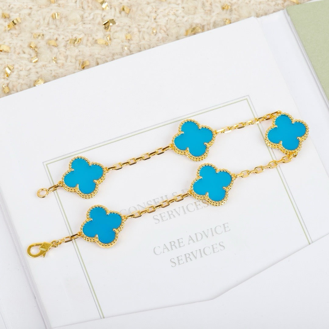 [Lumi Jewels]CLOVER 5 MOTIFS TURQUOISE BRACELET