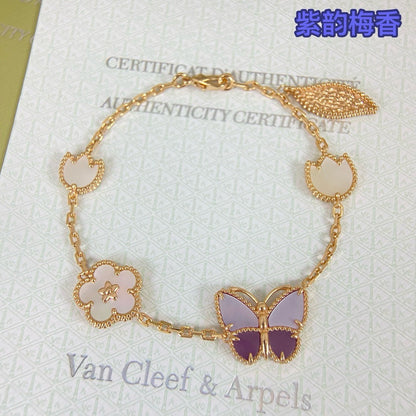[Lumi Jewellery]LUCKY Purple Mother-of-Pearl Butterfly & Flower Bracelet
