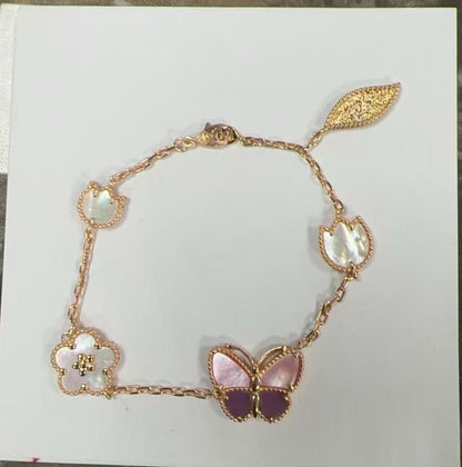 [Lumi Jewellery]LUCKY Purple Mother-of-Pearl Butterfly & Flower Bracelet