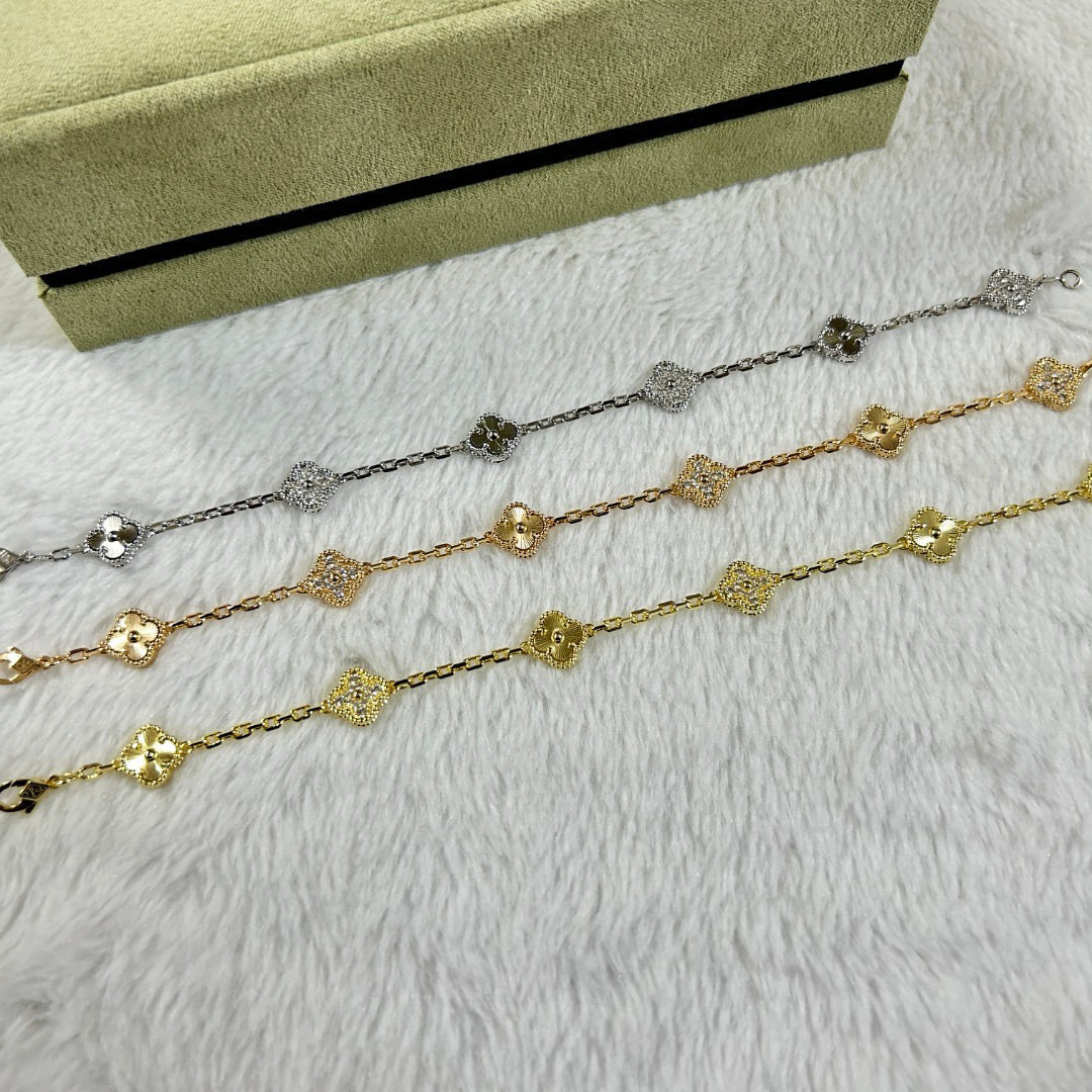 [Lumi Jewels]CLOVER 6 MOTIF DIAMOND LASER BRACELET
