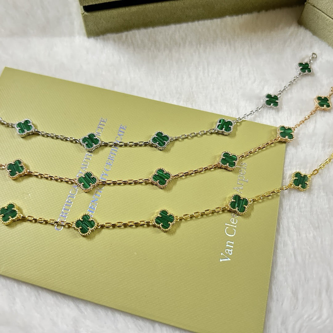 [Lumi Jewels]CLOVER 6 MOTIF MALACHITE BRACELET