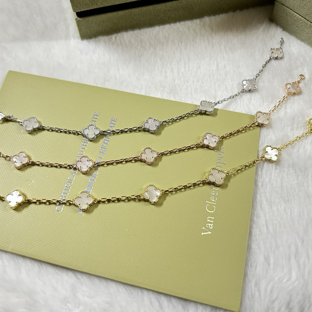 [Lumi Jewels]CLOVER 6 MOTIF WHITE MOP BRACELET