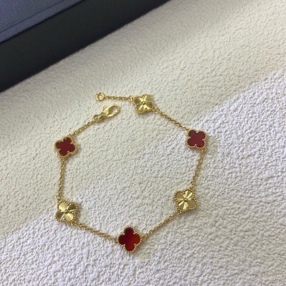 [Lumi Jewels]CLOVER 6 MOTIF RED AGATE LASER BRACELET