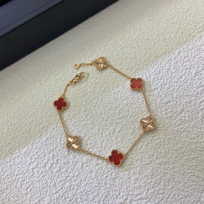 [Lumi Jewels]CLOVER 6 MOTIF RED AGATE LASER BRACELET
