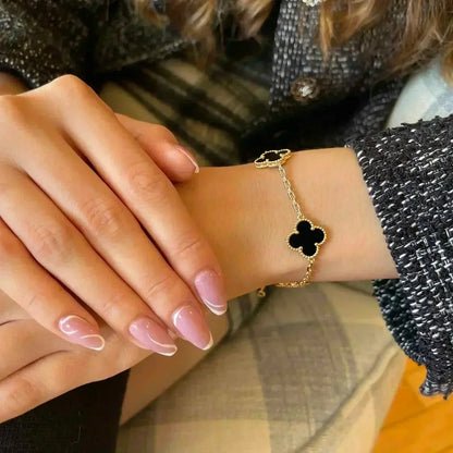 [Lumi Jewels]CLOVER  5 MOTIFS BLACK ONYX BRACELET