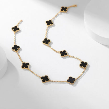 [Lumi Jewels]CLOVER 10 MOTIFS ONYX NECKLACE