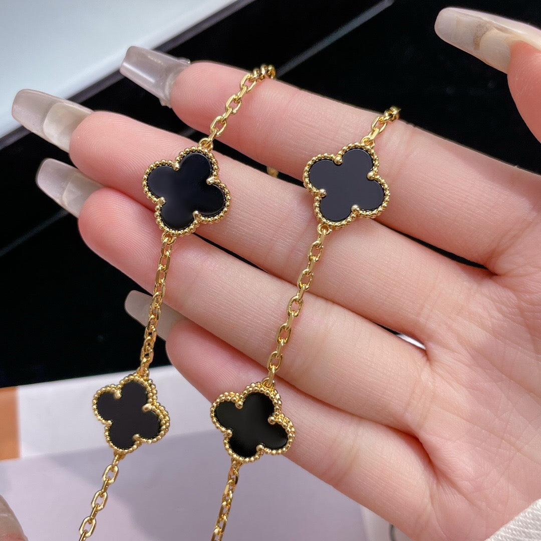 [Lumi Jewels]CLOVER 10 MOTIFS ONYX NECKLACE