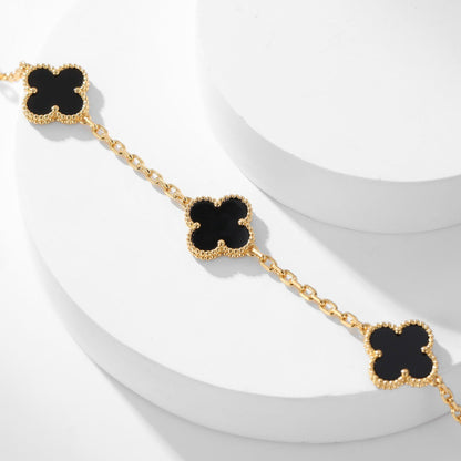 [Lumi Jewels]CLOVER 10 MOTIFS ONYX NECKLACE