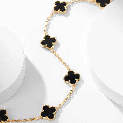 [Lumi Jewels]CLOVER 10 MOTIFS ONYX NECKLACE
