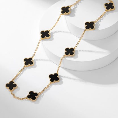 [Lumi Jewels]CLOVER 10 MOTIFS ONYX NECKLACE