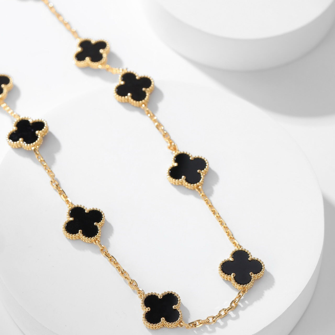 [Lumi Jewels]CLOVER 10 MOTIFS ONYX NECKLACE