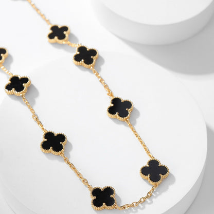 [Lumi Jewels]CLOVER 10 MOTIFS ONYX NECKLACE