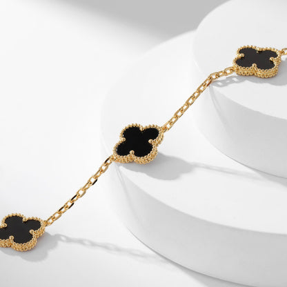 [Lumi Jewels]CLOVER 10 MOTIFS ONYX NECKLACE
