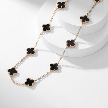 [Lumi Jewels]CLOVER 10 MOTIFS ONYX NECKLACE