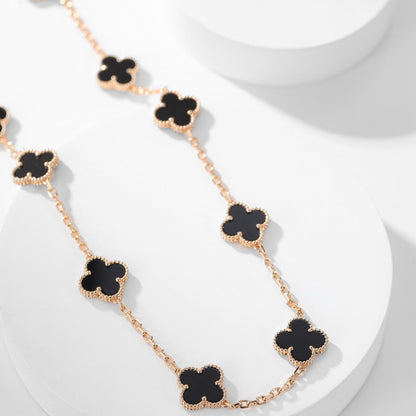 [Lumi Jewels]CLOVER 10 MOTIFS ONYX NECKLACE