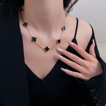 [Lumi Jewels]CLOVER 10 MOTIFS ONYX NECKLACE