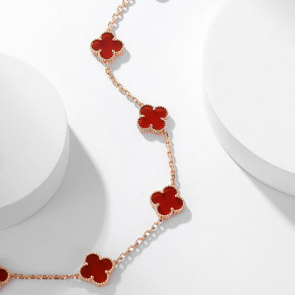 [Lumi Jewels]CLOVER 10 MOTIFS CARNELIAN NECKLACE