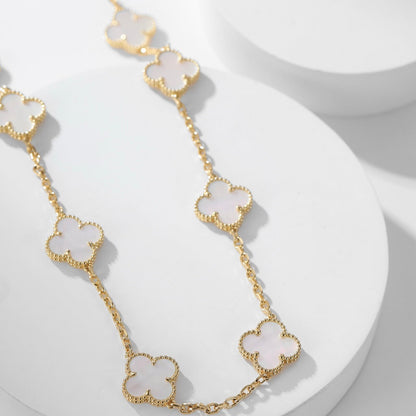 [Lumi Jewels]CLOVER 10 MOTIFS WHITE MOTHER OF PEARL NECKLACE