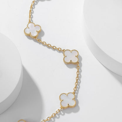 [Lumi Jewels]CLOVER 10 MOTIFS WHITE MOTHER OF PEARL NECKLACE